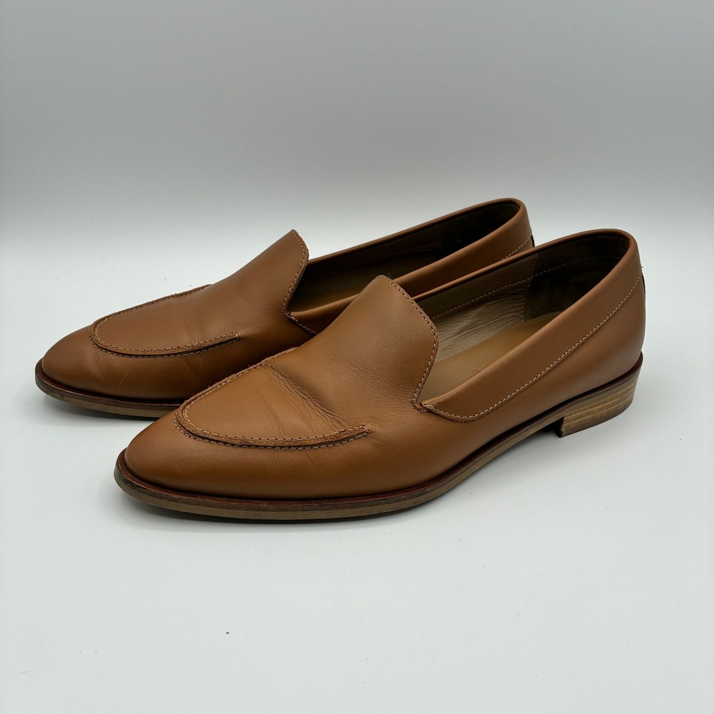 Everlane Modern Loafer Women 8.5 Tan Leather Italian Pointed Toe Slip On Shoes